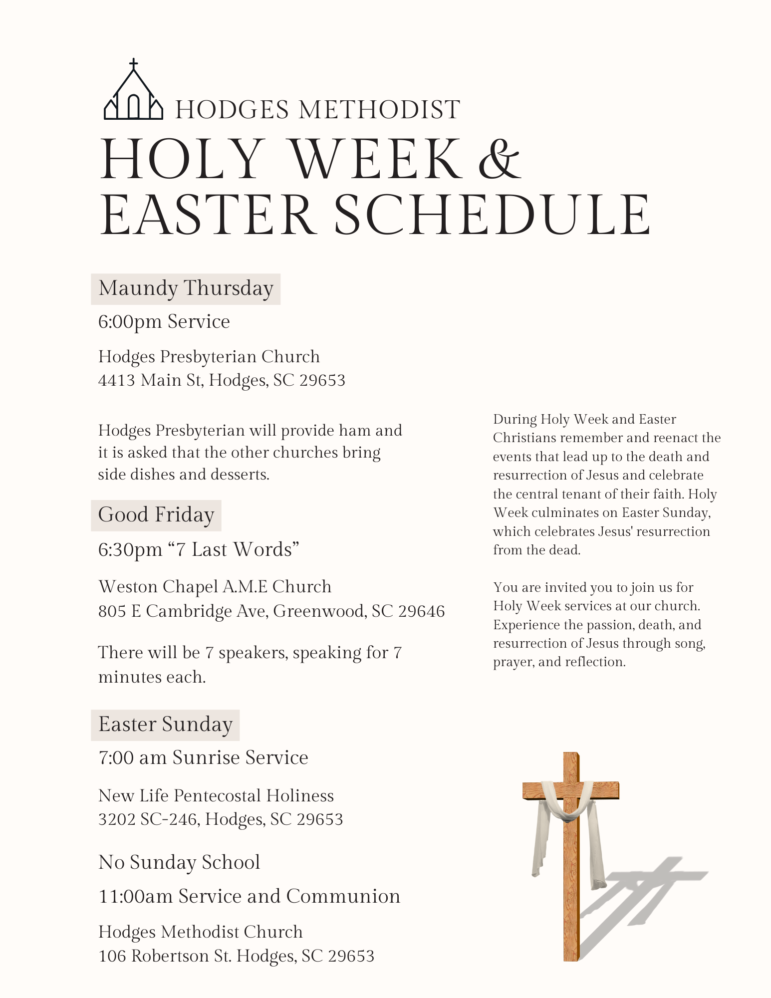 Calendar - Hodges Methodist Church